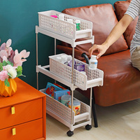 Chariot de rangement de cuisine SQ234, étagère coulissante pour fentes de salle de bain, chariot à roulettes multi-niveaux sur pied pour salle de bain, vente en gros