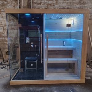 Sauna Combinata Lusso Swankia Hotel Spa Club Personalizzata Grande Dimensione in Legno per 6-8 Persone 2 Zone Umido e Secco - Product Image 5