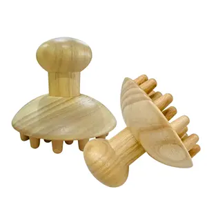Wooden Round Head Therapy Massage Tool Anti-Cellulite Body Mushroom Massager