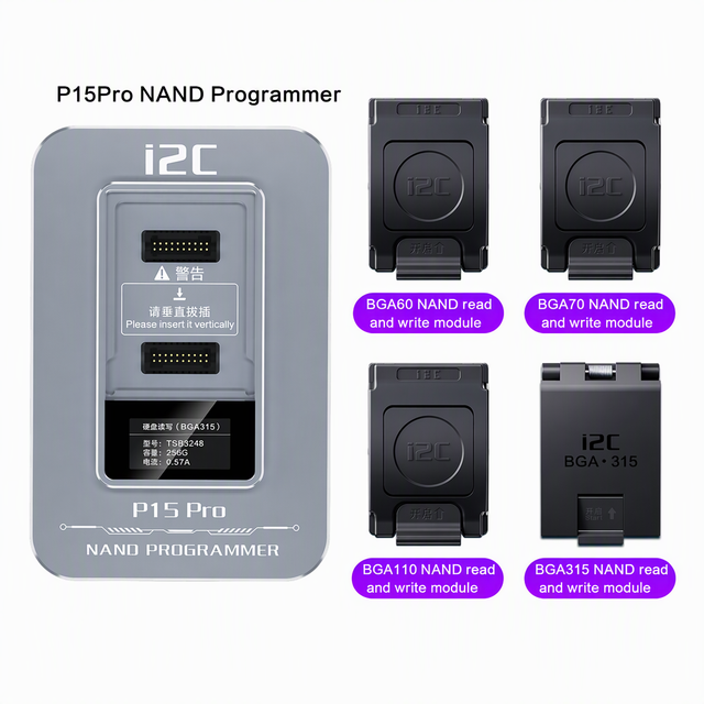 I2C P15 Pro NAND Read/Write Programmer for IPhone/iPad, Phone Format Repair Factory Code Query,purple Screen,capacity Expansion