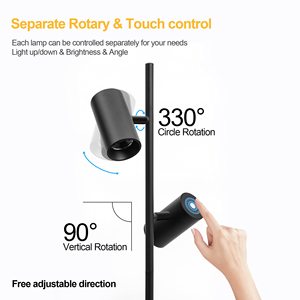 Réglable Moderne Industriel <span class=keywords><strong>LED</strong></span> <span class=keywords><strong>Lampadaire</strong></span> Dimmable Touch Control 2 Tête Minimaliste <span class=keywords><strong>pour</strong></span> Salon Chambre Bureau Lampe de Lecture - Product Image 2