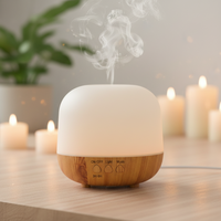 Diffuseur d'arômes à grain de bois 250 ml, humidificateur ultrasonique à brume froide avec veilleuse d'ambiance