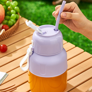 New 12 Blades Wireless Portable Juicer USB Rechargeable 1L <b>Large</b> Capacity Fruit and Vegetable Juice <b>Cup</b> with Lanyard and Straw - Product Image 1