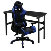 Modern H-vormig gamingbureau met MDF-blad en glazen oppervlak, metalen frame voor computer/laptop en pc