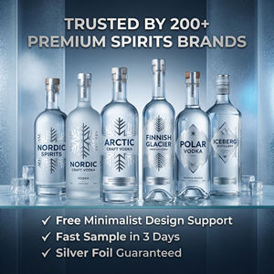 ฉลากวอดก้าแบบใสสั่งทำ, สติกเกอร์ไวนิลใสแบบฝ้ากันน้ำ พร้อมปั๊มฟอยล์<span class=keywords><strong>สี</strong></span>เงินสำหรับบรรจุภัณฑ์ขวดสุรา - Product Image 5