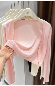 Women's Knitted Cardigan Outerwear, Light and Thin Long Sleeved Sunscreen Shawl, Sweet and Gentle Style <strong>Layered</strong> <strong>Top</strong> - Product Image 2