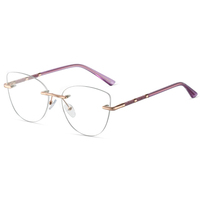 Gafas de Computadora sin Montura con Bisagra de Resorte 23010, Listas para Enviar, Monturas Metálicas Estilo Ojo de Gato, Gafas Ópticas Vintage Unisex de Moda