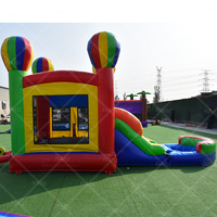 Toboggan aquatique gonflable à double piste en forme de montgolfière, usage commercial, combo Moon Jump pour enfants, idéal pour les fêtes