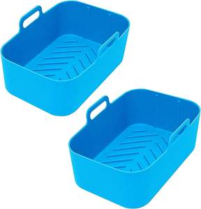 Nuevas llegadas: Paquete de 2 moldes rectangulares de silicona duraderos y reutilizables para hornear, revestimientos de silicona de grado alimenticio para freidoras de aire. - Product Image 4