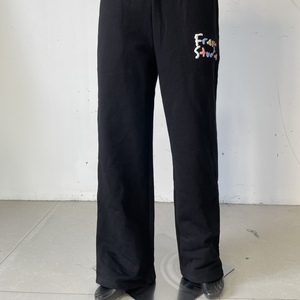 MP854 Custom Heavyweight 435GSM Straight Leg <strong>Oversized</strong> <strong>Jogger</strong> Puff Print Fleece Pants Men's Baggy Wide Leg Sweatpants - Product Image 3