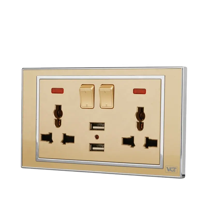 1 Gang 2 Way 5 Pin Electric Wall Multi Function 13 Amp Universal Socket Switch Outlet With 2 Usb