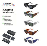 Gafas de Sol de Acetato UV400 Rectangulares Pequeñas con Patillas Anchas, Diseño Retro y Moderno, Ecológicas, para Estilo Urbano, Venta al por Mayor