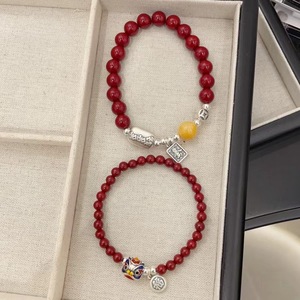 Pulsera de Cinabrio Natural con Diseño de Danza del León, Plata Pura 999, Estilo Chino, Amuleto de la Suerte, Joyería Unisex para Regalo - Product Image 2
