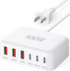 Estación de Carga USB-C GaN de 6 Puertos y 100W, Adaptador de Corriente, Cubo de Carga para <span class=keywords><strong>iPhone</strong></span> 15 14 13 12 <span class=keywords><strong>11</strong></span> Pro, Cámara, Laptop, PD - Product Image 1