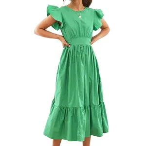Gaya 2024 nada warna manik-manik baru gaun ukuran Plus A Line untuk wanita, rok Tulle tali Spaghetti pakaian malam wanita elegan/
