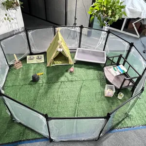 6-16 panel Acrylic transparent portable pet fence,indoor folding dog playpen