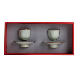 Juego de Tazas de Té de Porcelana Ru, 2 Piezas, Esmalte Craquelado, Taza Maestra, Estilo Chino Tradicional, Regalo Empresarial - Product Image 5