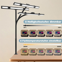 Nouvelle conception Lampe de bureau LED flexible à télécommande 5 modes d'éclairage 5 niveaux de luminosité réglable Lampe de bureau à pince LED pour le soin des yeux pour le bureau