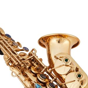 Saxophone soprano OEM de haute qualité, tonalité Si bémol, laque dorée, cloche courbée, corps en laiton, boutons de clavier incrustés d'ormeau, légèrement courbé, pour <span class=keywords><strong>débutant</strong></span> - Product Image 6