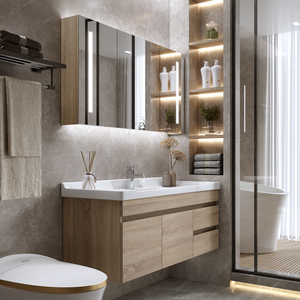 Wall Mounted Bathroom Vanities with Sink and Mirrors Bathroom Cabinet Set Modern Wash Basin Modern Bathroom Furniture