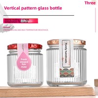 Pot en verre côtelé résistant à la chaleur, récipient de stockage alimentaire de qualité alimentaire avec couvercle métallique hermétique pour nid d'oiseau, soupe de poisson, dessert
