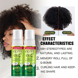 Özel etiket zeytinyağı hindistan cevizi yağı sprey köpük kıvırcık saçlar için köpük güçlü tutun ve örgüler için parlaklık saç köpüğü - Product Image 2