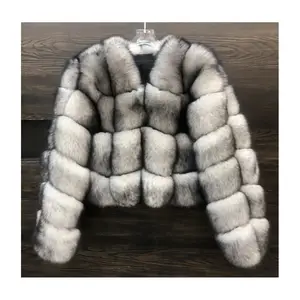 RX Furs new style fashion custom ladies fox furs sleeve fluffy streetwear crop clothes winter warm fur coats genuine