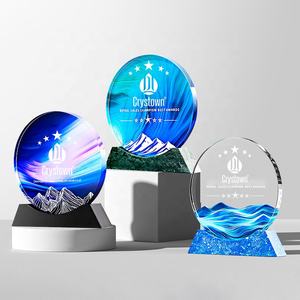 Crystalown hadiah olahraga kustom bintang warna-warni piala logam kristal kaca penghargaan 1 2nd 3rd MVP pemenang plak gembok hadiah - Product Image 2