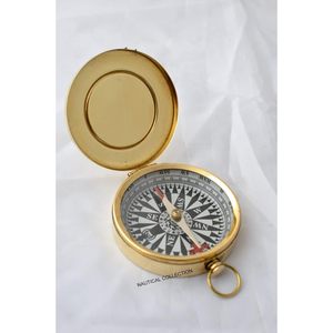 Boussole Nautique en Laiton et Verre, Style Nautique, Pointeur Magnétique Directionnel, Portable avec Anneau de Suspension, Idéale pour la Randonnée - Product Image 1
