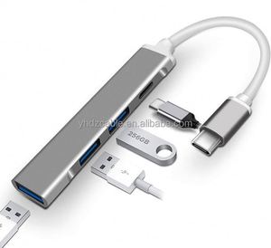 Hub USB 3.0 en alliage d'aluminium à 4 ports, station d'extension Type C, vente en gros d'usine - Product Image 2