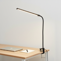 Lampe de bureau LED à pince métallique flexible, style européen moderne, noire, alimentée par USB, à intensité variable, pour la lecture et la chambre à coucher