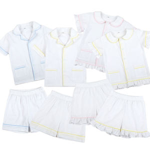 Conjunto <span class=keywords><strong>de</strong></span> Pijamas Blancos <span class=keywords><strong>de</strong></span> Seersucker con Monograma para Bebés, Niños y Niñas, Pijamas Navideños con Botones para Niños, <span class=keywords><strong>Pijama</strong></span> Infantil 2026 - Product Image 6