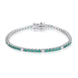 <span class=keywords><strong>Bracciale</strong></span> Tennis Personalizzato Placcato <span class=keywords><strong>Oro</strong></span> 18K con Smeraldi CZ e Chiusura a Scatola per <span class=keywords><strong>Donna</strong></span>, Produttore di Gioielli OEM ODM in Argento 925 e Ottone - Product Image 3