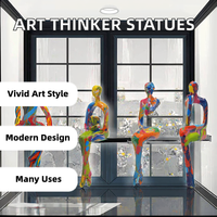 Ensemble de statues de penseurs en résine gravée, style Art déco minimaliste, 3 pièces, colorées, pour la méditation artistique, la maison, le bureau, l'étagère