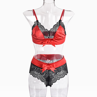 Ensemble de lingerie sexy pour femmes en deux pièces avec soutien-gorge et culotte en dentelle satinée