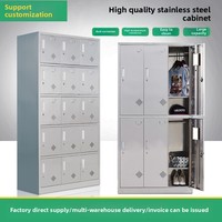 Armoire moderne de nettoyage pour employés à portes multiples personnalisée Casier en acier inoxydable pour salle blanche sans poussière Rangement verrouillable pour chaussures et balais
