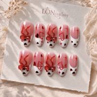Ongles à presser en acrylique faits main, prêts à porter, courbe amande moyenne, couvrance totale, PMMA, détachables, 10 pièces
