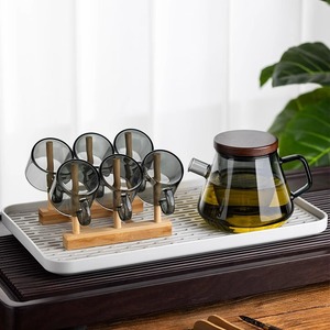 Taza de té de vidrio resistente al calor, taza individual con asa, color sólido, para té de la tarde, regalo para adultos - Product Image 2