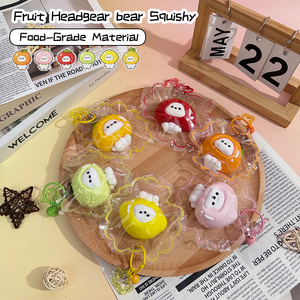 Jouet Squishy en forme <span class=keywords><strong>de</strong></span> tête d'ours <span class=keywords><strong>de</strong></span> la série Fruits, <span class=keywords><strong>de</strong></span> qualité alimentaire supérieure, à rebond lent, anti-stress, pour bureau et cadeau pour enfants - Product Image 1