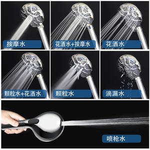 Cabezal de Ducha Portátil con 7 Funciones, Rociador Ajustable, Masaje, Lluvia, Redondo, Cromado, para Baño - Product Image 4