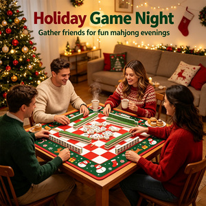 Tapis de Mahjong Américain Moderne Pliable pour 4 Joueurs, Personnalisé Noël, Antidérapant en Caoutchouc, Réduction du Bruit, Étanche, Soirée de Jeu Festive - Product Image 6