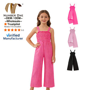 بدلة قطعة واحدة للمراهقين بلون موحد وواسعة، بدلة كاجوال بدون أكمام وياقة مربعة للفتيات الصغيرات - Product Image 1