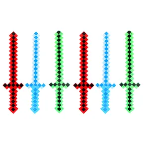 Led yanıp sönen ses Light Up klasik elmas piksel kılıçlar çocuklar için LED ışık Up piksel oyuncak kılıç