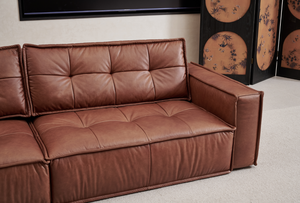 Ensemble extensible de luxe italien en cuir véritable, léger et simple, en cuir de vachette première couche, idéal pour petit appartement et salon - Product Image 2