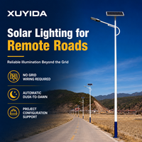 Lampadaire solaire LED XUYIDA en alliage d'aluminium, poteau en acier galvanisé 6M/8M/10M, batterie LiFePO4, IP66, capteur de mouvement, RoHS CE