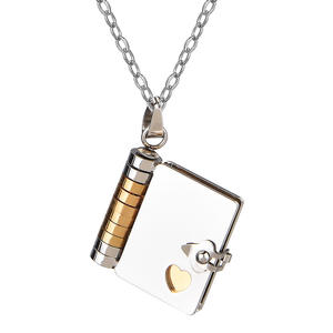 Collana con Ciondolo Personalizzabile in Acciaio Inossidabile Placcato Oro 18K, Apribile, Stile Trendy, Girocollo per Coppia, Idea Regalo - Product Image 6