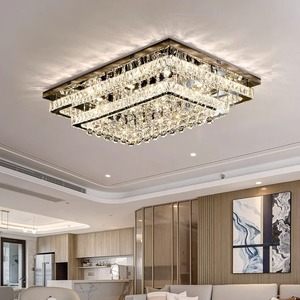 CE Certified Hall Large Modern Luxury Chandelier <b>Lamp</b> Rectangular K9 Crystal Ball Ceiling Light Lustre for Living Room - Product Image 2