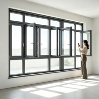Ventana Abatible Interior de PVC Negro, Económica y de Bajo Mantenimiento, para Apartamentos de Alquiler, Marco Coextruido Antidecoloración