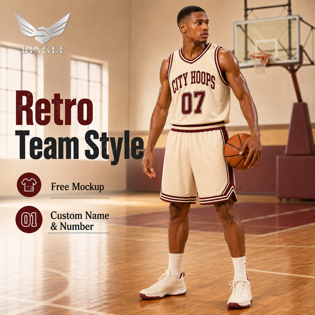 Custom Retro Printed Basketball Uniform Set Vintage Style Sublimation Jersey Shorts Moisture-Wicking Breathable Adult Club Team