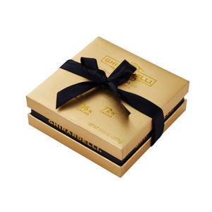 Chocolate Box Empty Gift Box Bespoke Luxury Handmade Empty Fancy Paper Rigid Cardboard Gift Packaging 2 Piece Chocolate Box With Black Ribbon Closure